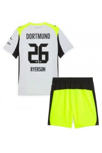 Borussia Dortmund Julian Ryerson #26 Jalkapallovaatteet Lasten Vieraspeliasu 2025-26 Lyhythihainen (+ Lyhyet housut)